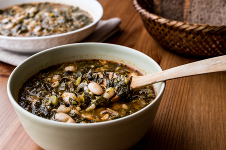 Turkish Kara Lahana corbasi / Black Cabbage or Kale Soup.turkish or chinese cuisineの写真素材