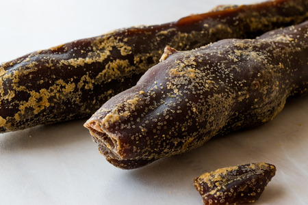 Turkish Cevizli Sucuk Churchkhela / Walnut Fruit Pulp or Pestil. Traditional Product.の写真素材