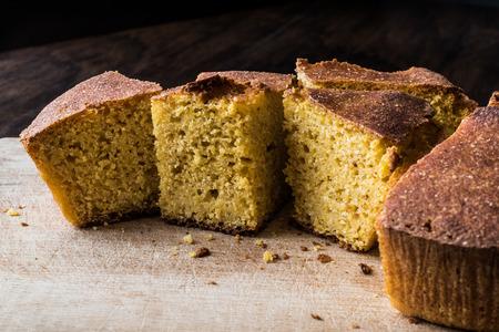 Turkish Cornbread / Misir Ekmegi on wooden surface (organic food)