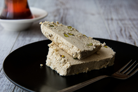 Halva is slightly gelatinous and made from grain flour, typically semolinaの写真素材