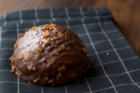 Chocolate and Caramel Ball Cake with Chestnut. Dessert Concept.の写真素材
