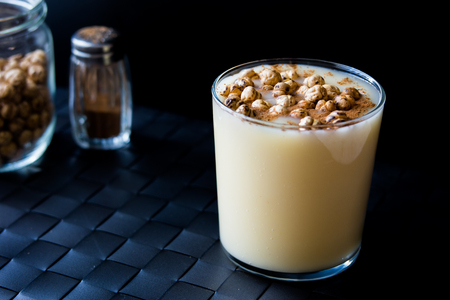 Boza or Bosa, traditional Turkish drink with roasted chickpeaの写真素材