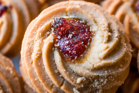 Jammie Dodgers Biscuits  Cookies Filled with Jam. Traditional Bakery.の写真素材