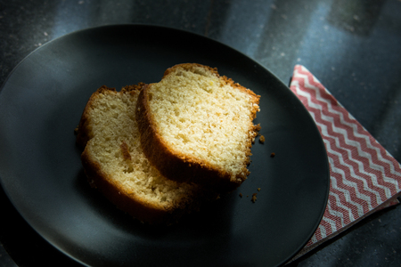 Lemon cake served in the patisserie.の写真素材