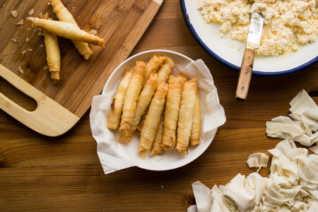 Borek is a family of baked filled pastries made of a thin flaky dough known as phyllo.
