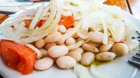 Turkish Piyaz Salad with onions and tomates. Traditional Salad.の写真素材