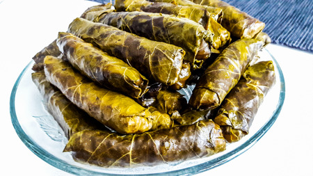 Turkish Sarma Zeytinyagli Dolma / Stuffed Grape Leaves. Traditional Turkish Food.