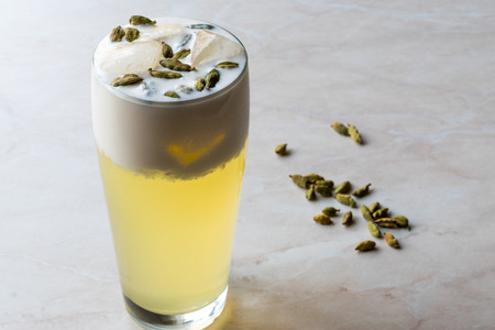 Cardamom Cocktail with Seeds, Cream and Ice. Beverage Concept.の写真素材