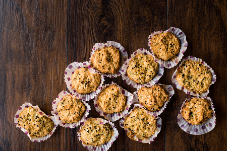Homemade Salty Oat Cookies with Black Cumin. No Flour. Gluten Free. Organic Food.の写真素材