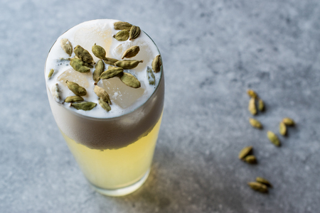Cardamom Cocktail with Seeds, Cream and Ice. Beverage Concept.の写真素材