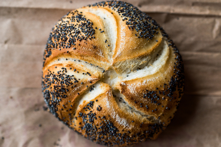 Kaiser Rolls with Poppy Seeds. Bakery Concept.の写真素材