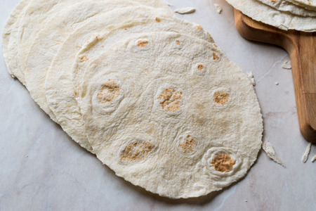 Homemade Mexican Tortillas for Tostada. Organic Food.