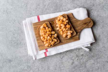 Baked Beans with Toast Bread. Traditional Food.の写真素材