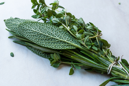 Herbal Tea Leaves Include Lippia, Sage, Rosemary Thyme and Lemon. Organic Beverage.