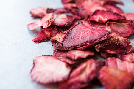 Dried Strawberry Slices Ready to Eat. Organic Food.の写真素材