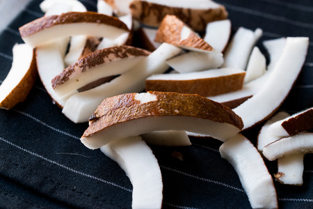 Slice of Fresh Coconut Pieces. Organic food.の写真素材