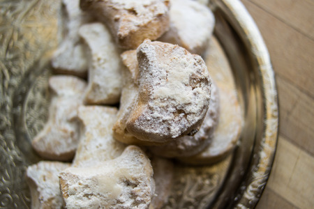 kavala cookies with almonds in silver tray
