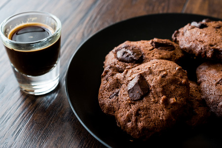 Brownie Chocolate Cookies with espresso. Organic Snacks.の写真素材
