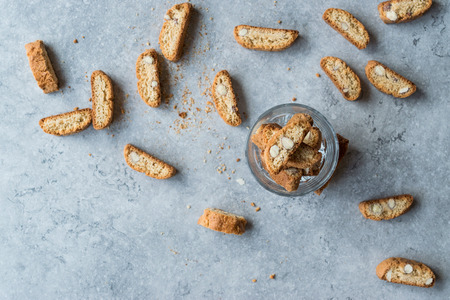 Biscotti / Cantuccini Biscuits with Almonds  served in Glass. Bakery Appetizer.の写真素材