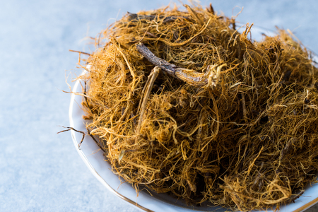 Dried Organic Liquorice Roots (Glycyrrhiza glabra). Licorice. Organic Product.