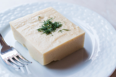 Turkish Appetizer Fava with dill and olive oil / Dry Bean Puree / Split Peas. Traditional Food.の写真素材