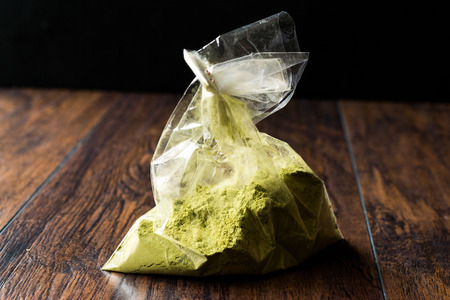 Turkish Kina Henna Powder or Matcha Tea in Plastic Package / Bag. Organic Product.の写真素材