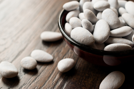White Sugar Coated Almonds / Turkish Badem Sekeri. Traditional Food.の写真素材