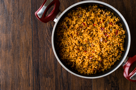 Homemade Spanish Paella with Vegetables / Pilav or Pilaf. Traditional Dish Food.の写真素材