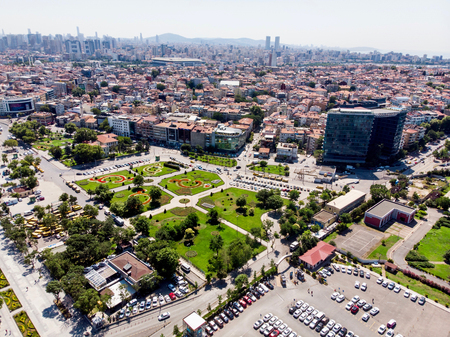 Istanbul, Turkey - May 23, 2018: Aerial Drone View of Kadikoy DoubleTree Hilton in Istanbul. Cityscapeのeditorial素材