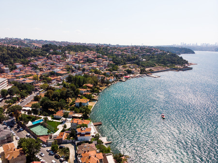 Aerial Drone View of Beykoz Pasabahce in Istanbul Seaside / Turkey. Cityscape.のeditorial素材
