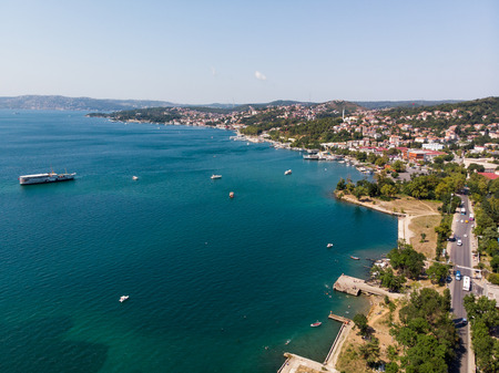 Aerial Drone View of Beykoz Pasabahce in Istanbul Seaside / Turkey. Cityscape.のeditorial素材