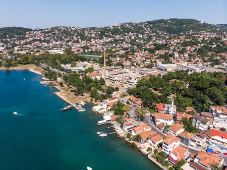 Aerial Drone View of Beykoz Pasabahce in Istanbul Seaside / Turkey. Cityscape.のeditorial素材