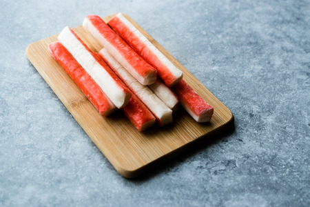 Fresh Crab Sticks Surimi Ready to Eat. Fast Food.の写真素材