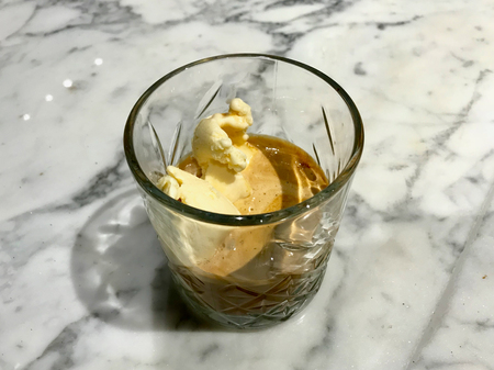 Affogato Coffee and Ice Cream with Espresso in Glass. Organic Recipeの写真素材