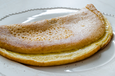 Fluffy Omelette Homemade Mont Saint Michel Style for Breakfast. Organic Food.の写真素材