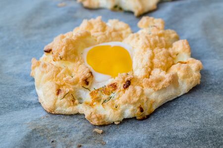 Cloud Eggs Trendy Healthy Eating Concept For Breakfast. Organic Food.
