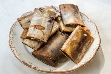 Veal Rib Meat Bones Leftover Finished Food in Plate. Organic Object.の写真素材