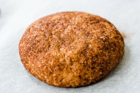 Cinnamon Cookies Snickerdoodle on Baking Paper with Oven Tray. Organic Snacks.の写真素材