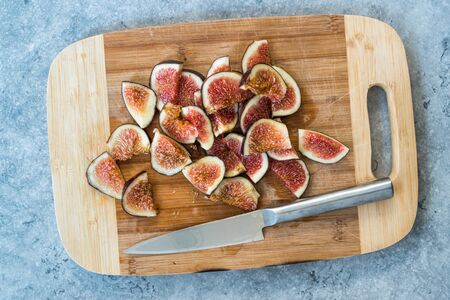 Sliced Fresh Ripe Fig Slices Ready to Use / Eat. Organic Food.