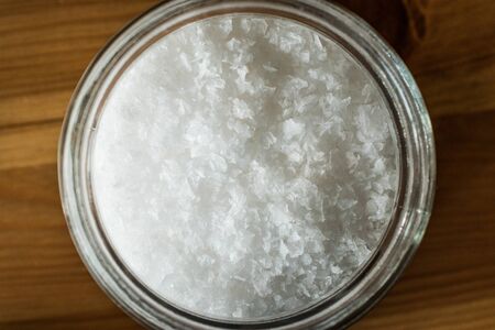 Maldon Sea Salt flakes in Jar. Ready to Use. Organic Food Product.