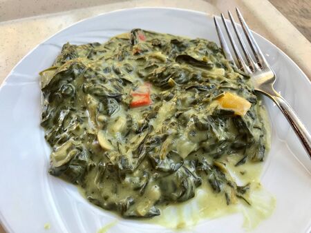 Healthy Organic Turkish Spinach Food with Gratin Sauce. Organic Food.の写真素材