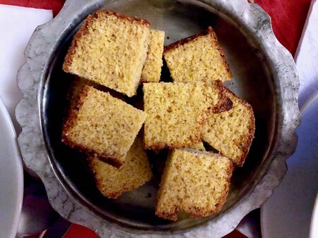 Turkish Corn bread / Misir Ekmegi In Copper Bowl (organic food) ready to eat.