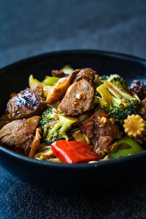 Duck Breast Fillets Steak with orange Halves and Vegetables. Ready to Serve and Eat.の写真素材