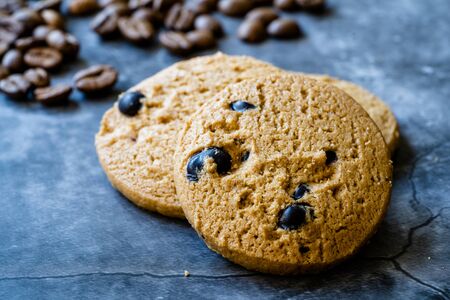 Healthy Organic Coffee Flavored Cookies with Coffee Beans and Chocolate Chip. Ready to Eat.の写真素材