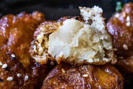 Cauliflower Tempura / Moroccan Style Fried Florets. Healthy Organic Vegan or Vegetarian Food with Sesame Seeds. Organic Food.の写真素材