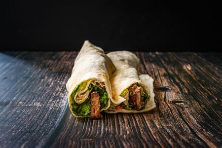 Turkish Shawarma Kebab with Cop Sis. Traditional Meat Dish Kebap.の写真素材