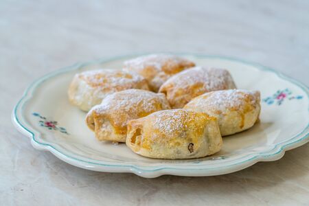 Traditional Acem Cookies with Powder / Powdered Sugar, Walnut Paste and Grated Orange. Ready to Eat.