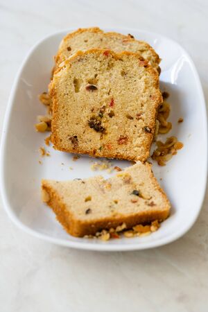 Turkish Style Homemade Fruity Dried Cake with Hazelnut Slices / Pound Cake with Dry Fruits. Ready to...