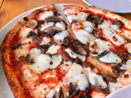 Original Classic Margherita Italian Pizza with Funghi Mushroom and Cheese / Fungus. Healthy...