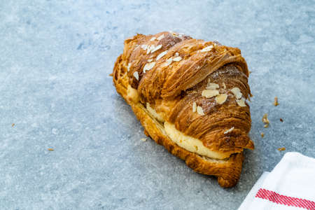 Fresh Baked Croissant with Almond Cream. Ready to Serve and Eat.の写真素材